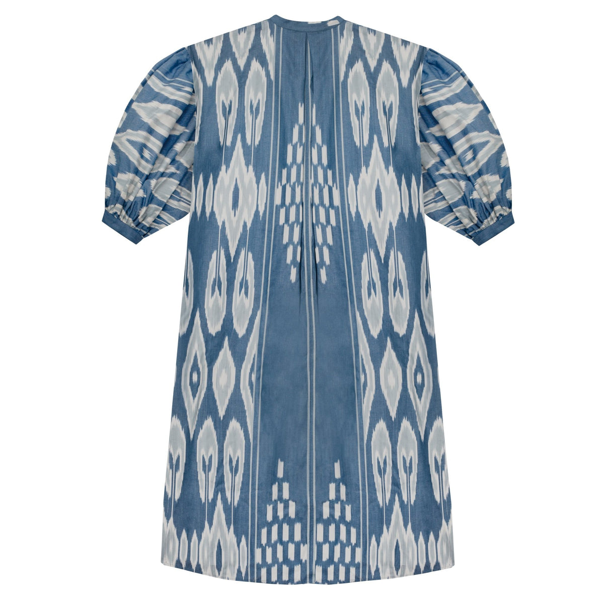 Victoria luxury ikat cotton dress close-up — handwoven detail by Aleksandra Viktor artisans