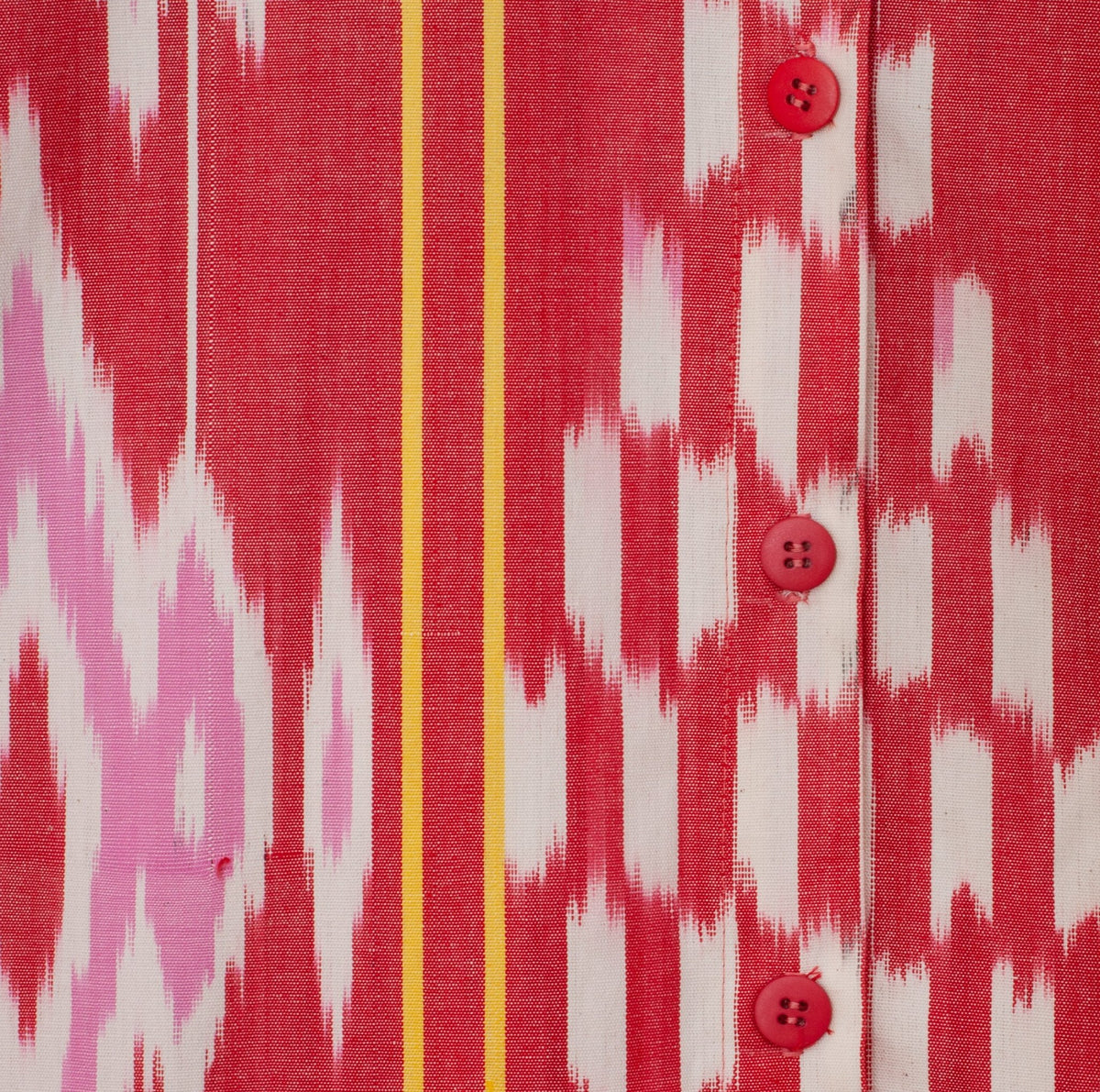 Sophie dress close-up — double ikat weaving detail by Aleksandra Viktor master artisans