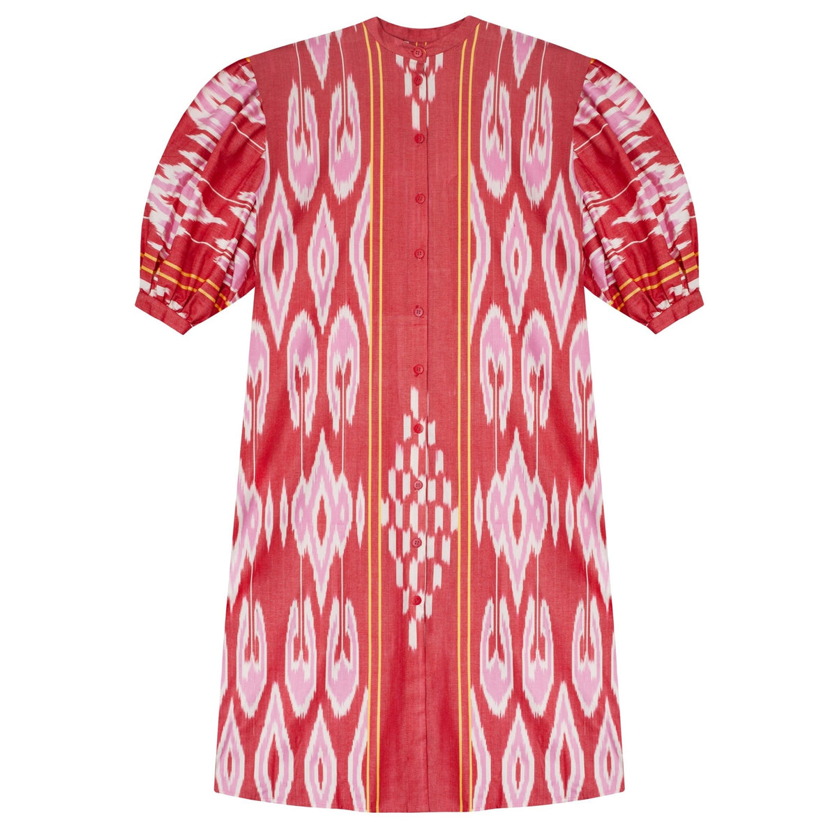 Sophie dress front view — Aleksandra Viktor exclusively tailored ikat silk dress