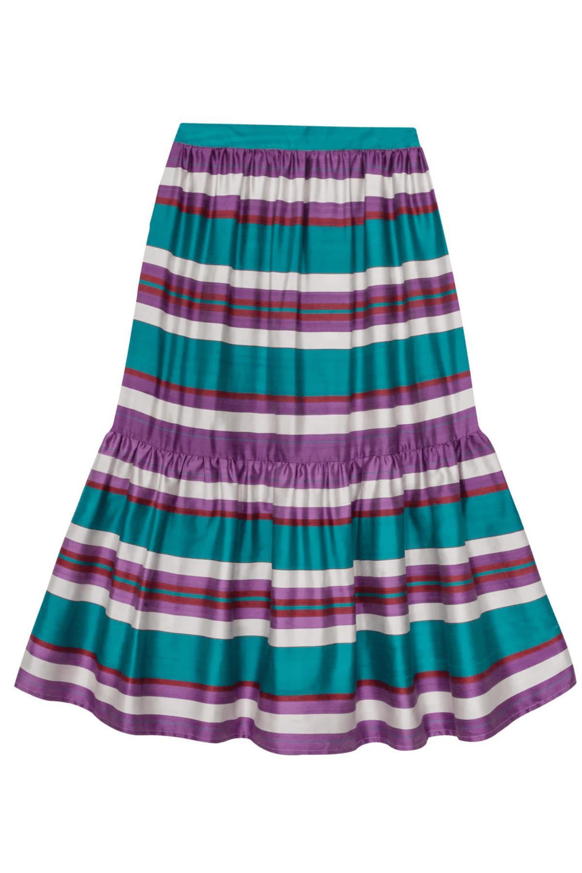 Berenika skirt flat lay front — Aleksandra Viktor luxury handwoven silk ikat skirt on white background
