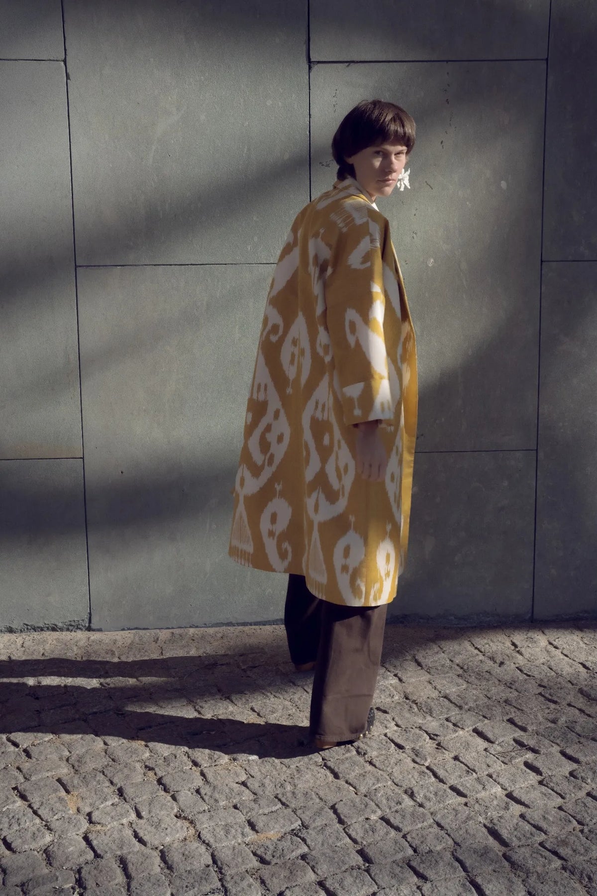 Marta Luxury Ikat Silk Coat — Handwoven Berlin
