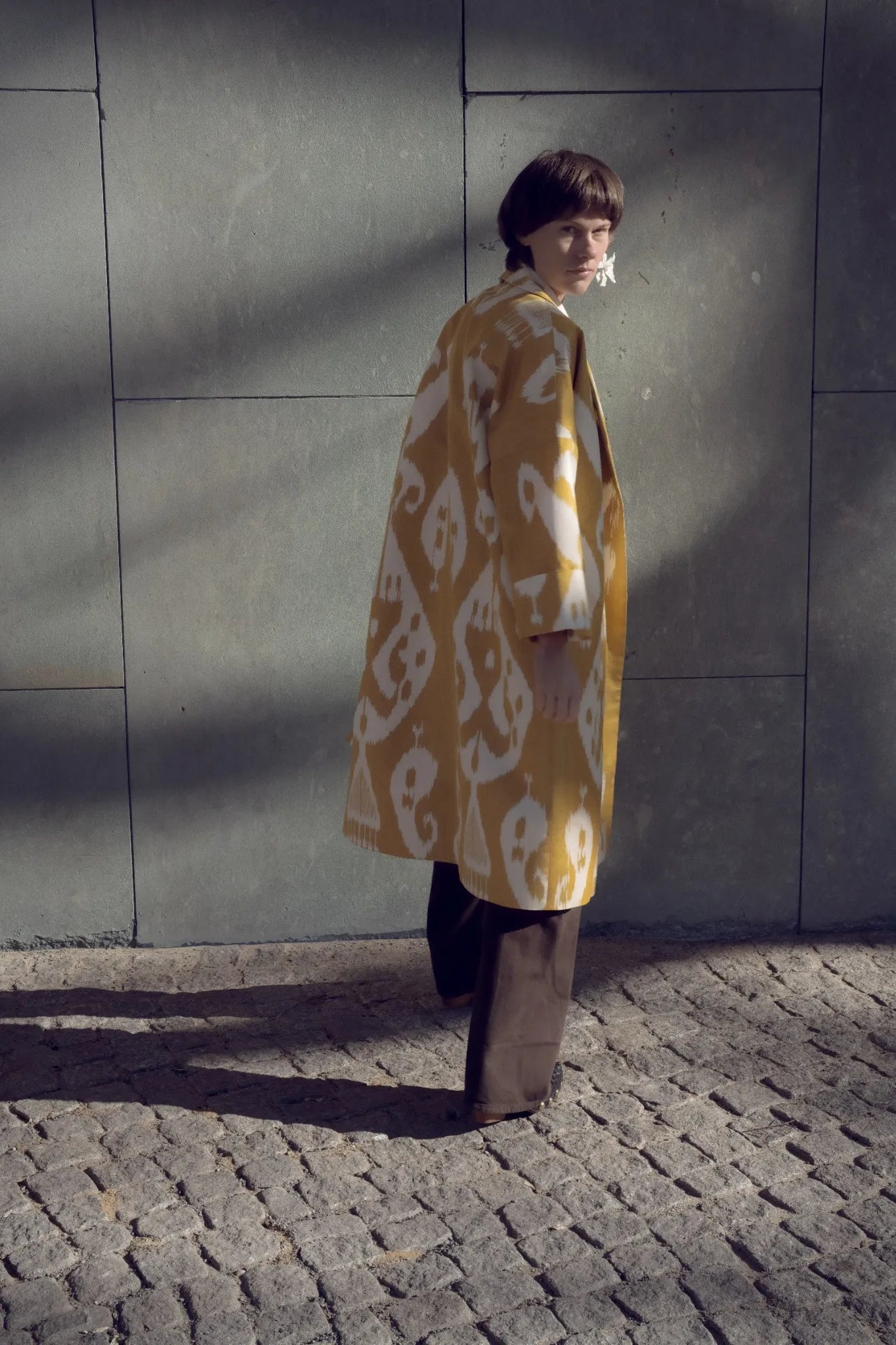 Marta Luxury Ikat Silk Coat — Handwoven Berlin