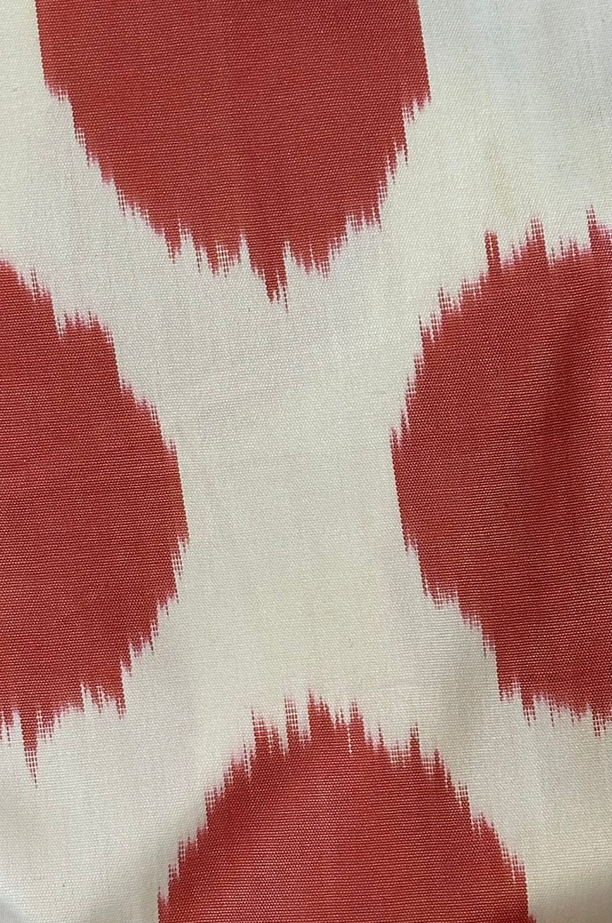 Mafalda luxury ikat cotton blouse detail — handwoven ikat weaving close-up by Aleksandra Viktor artisans in Uzbekistan