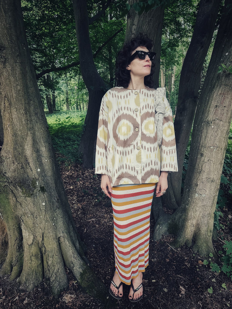 Lara Luxury Ikat Cotton Overshirt