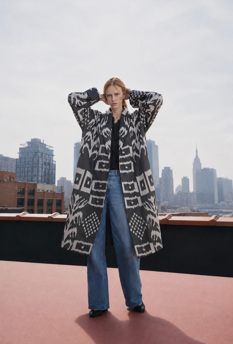 Vida Luxury Ikat Silk Coat