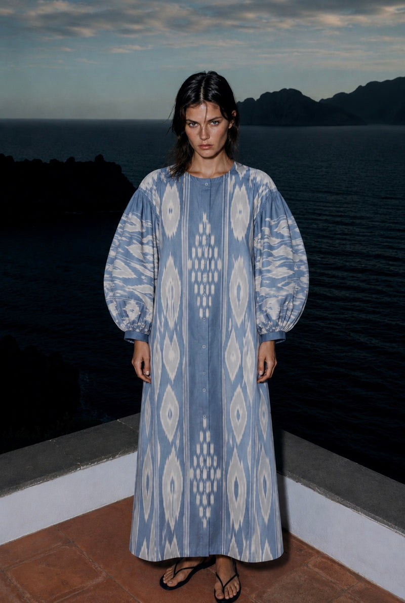 Victoria Luxury Ikat Cotton Dress