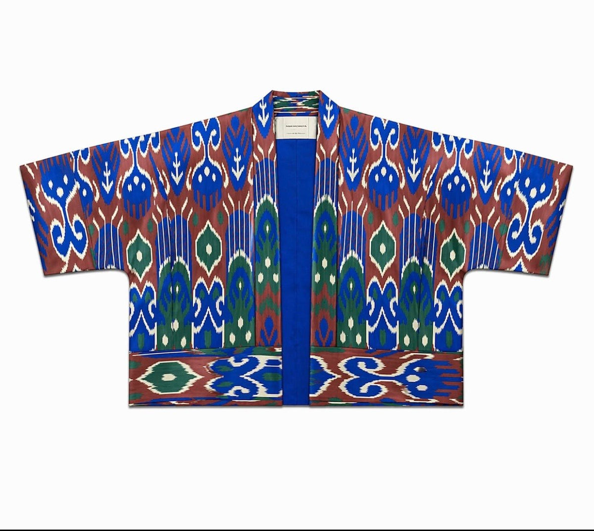Anna Short Coat flat lay — handwoven ikat short coat by Aleksandra Viktor