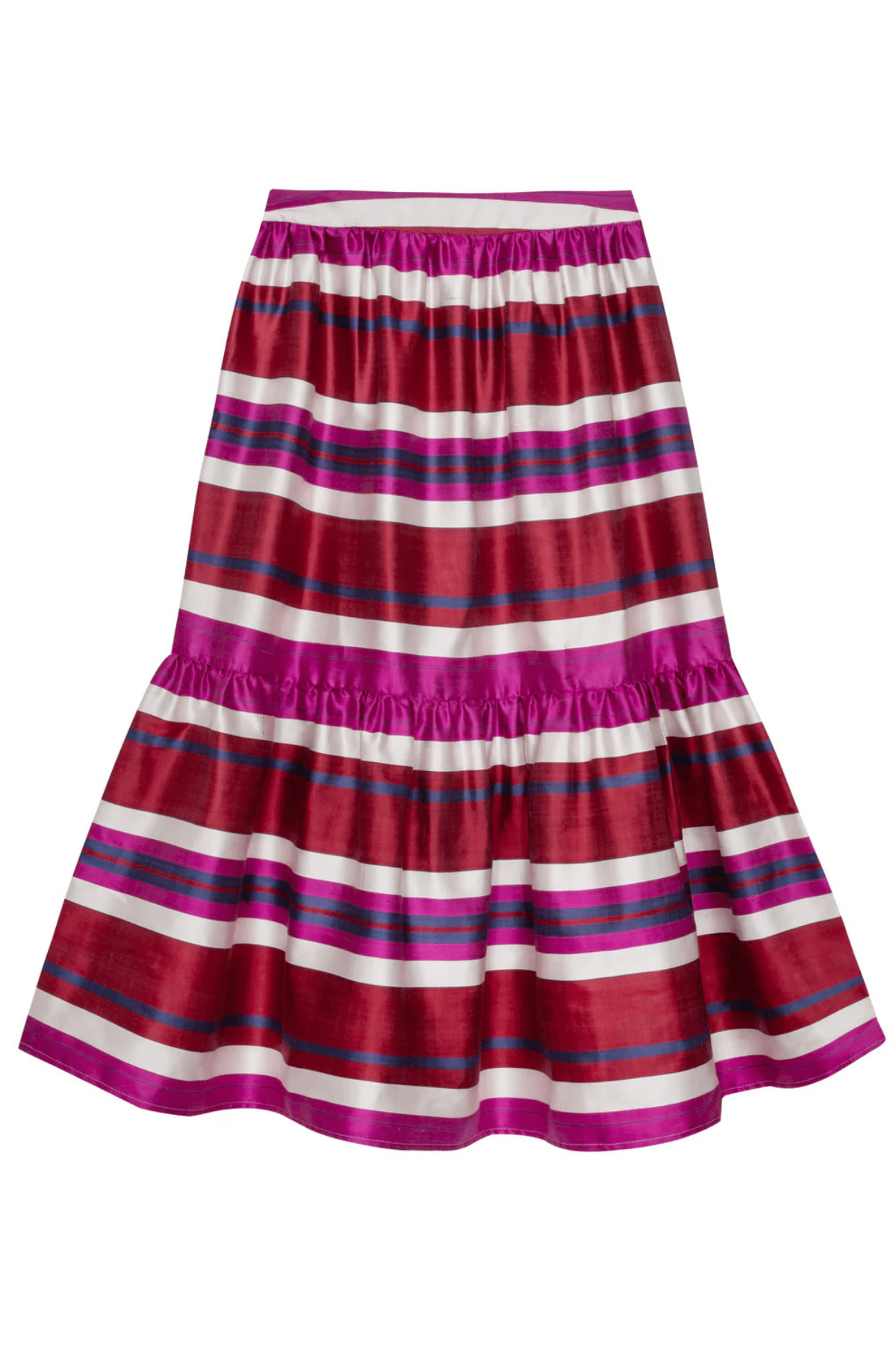 Jenna skirt flat lay front — Aleksandra Viktor luxury handwoven silk ikat skirt on white background