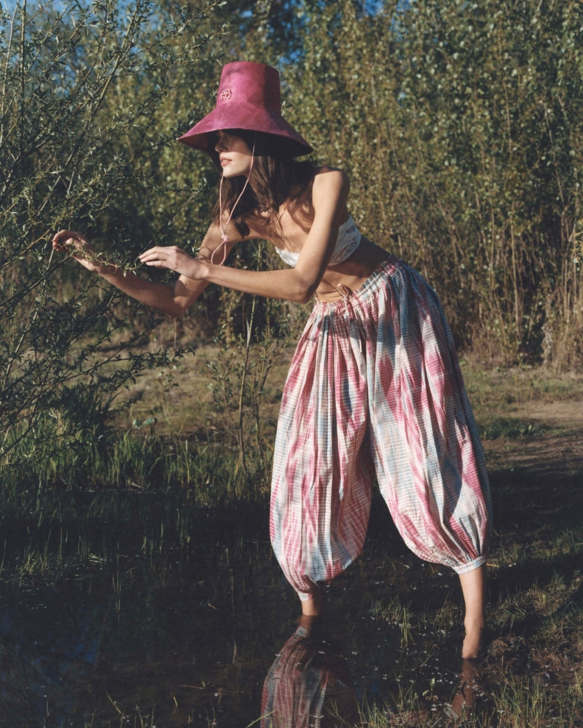 Marysia luxury ikat cotton trousers by Aleksandra Viktor — handwoven wide leg in traditional Central Asian pattern