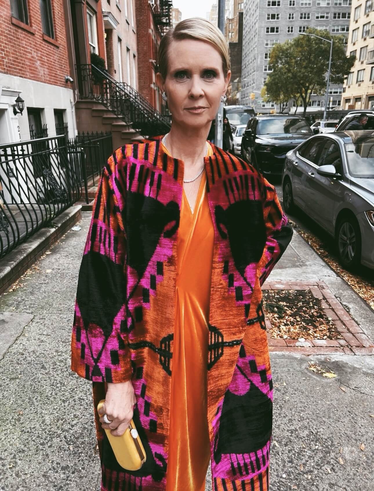 Anushka velvet silk coat close-up — double ikat weaving detail by Aleksandra Viktor master artisans in Uzbekistan