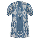 Victoria luxury ikat cotton dress close-up — handwoven detail by Aleksandra Viktor artisans