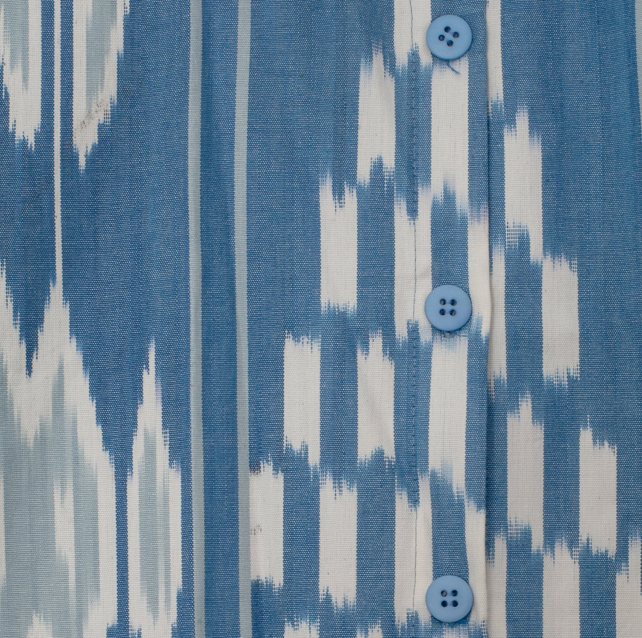 Victoria dress close-up — double ikat weaving detail by Aleksandra Viktor master artisans
