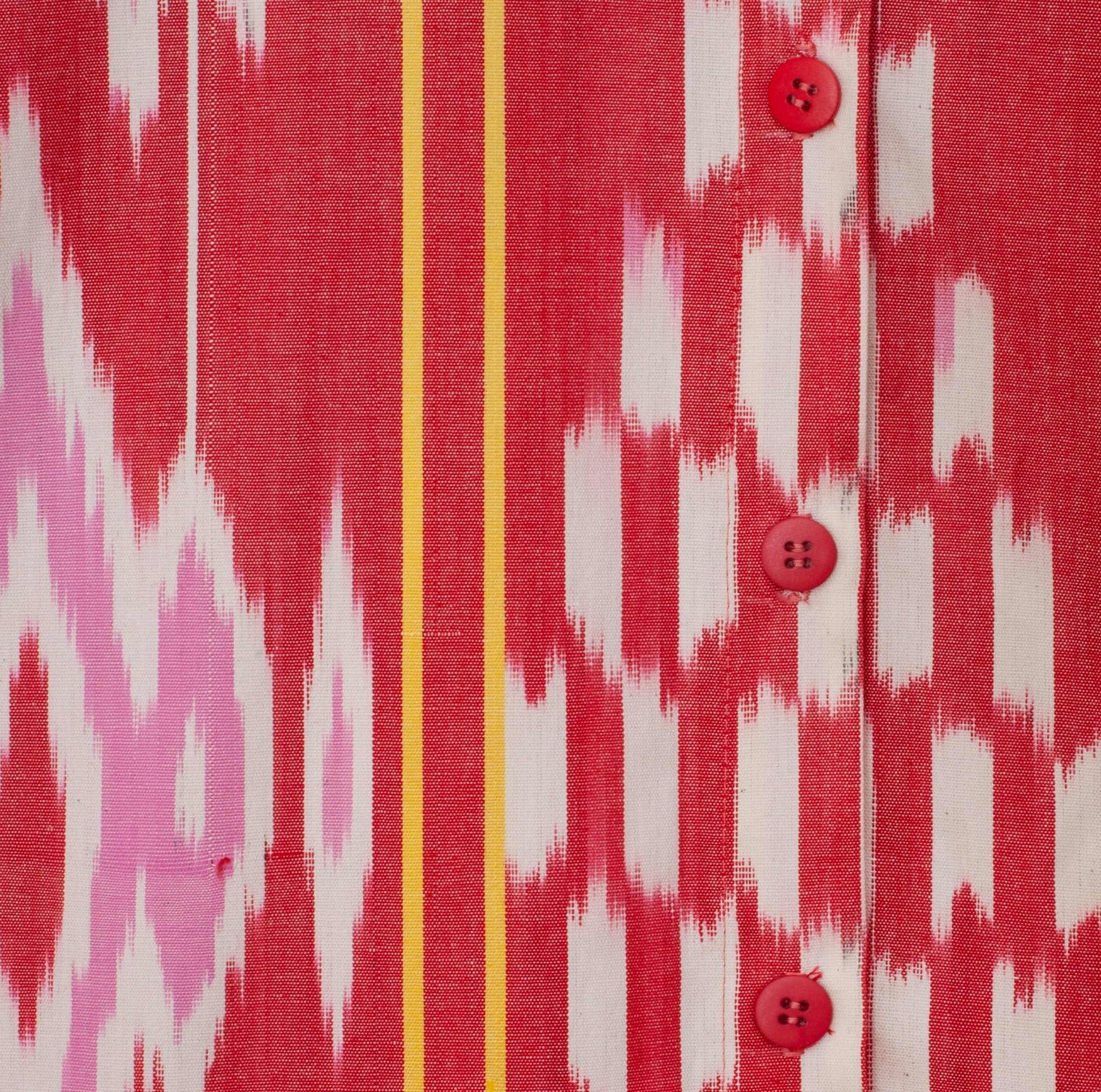 Sophie dress close-up — double ikat weaving detail by Aleksandra Viktor master artisans