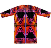 Anushka velvet silk coat close-up front view — double ikat weaving detail by Aleksandra Viktor master artisans in Uzbekistan