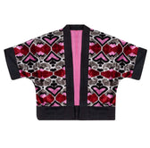 Marjorie short coat front view — Aleksandra Viktor exclusively tailored ikat silk outerwear