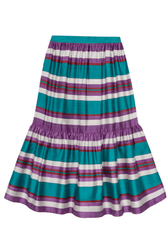 Berenika skirt flat lay front — Aleksandra Viktor luxury handwoven silk ikat skirt on white background