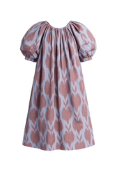 Dagmar luxury ikat cotton maxi dress styled — Aleksandra Viktor handwoven cotton dress in traditional Central Asian ikat design