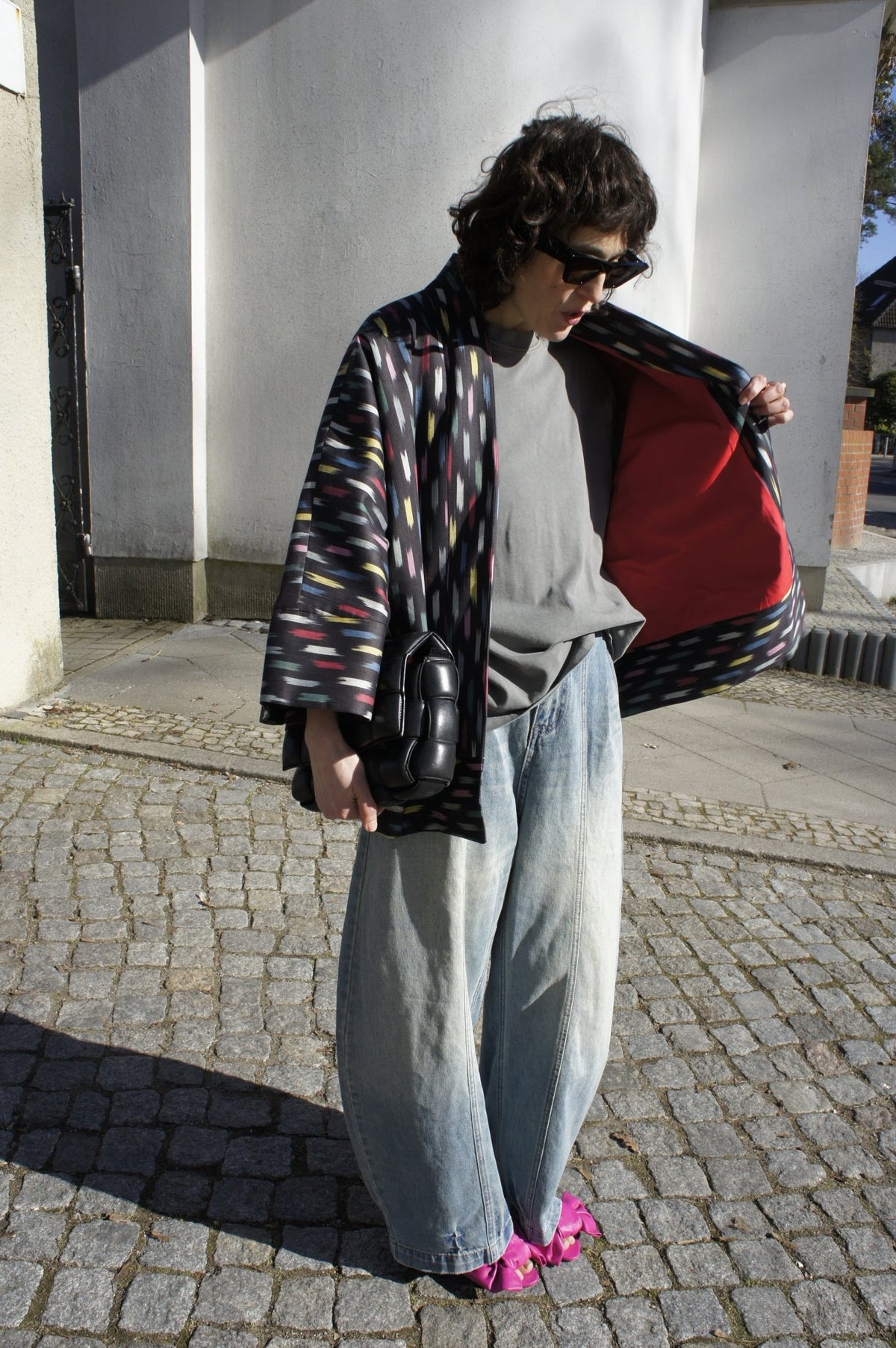 Isabella Short Coat lining view — handwoven ikat short coat by Aleksandra Viktor