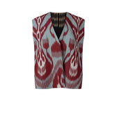 Theresa vest layered look — Aleksandra Viktor handloom woven silk vest styled with ikat separates