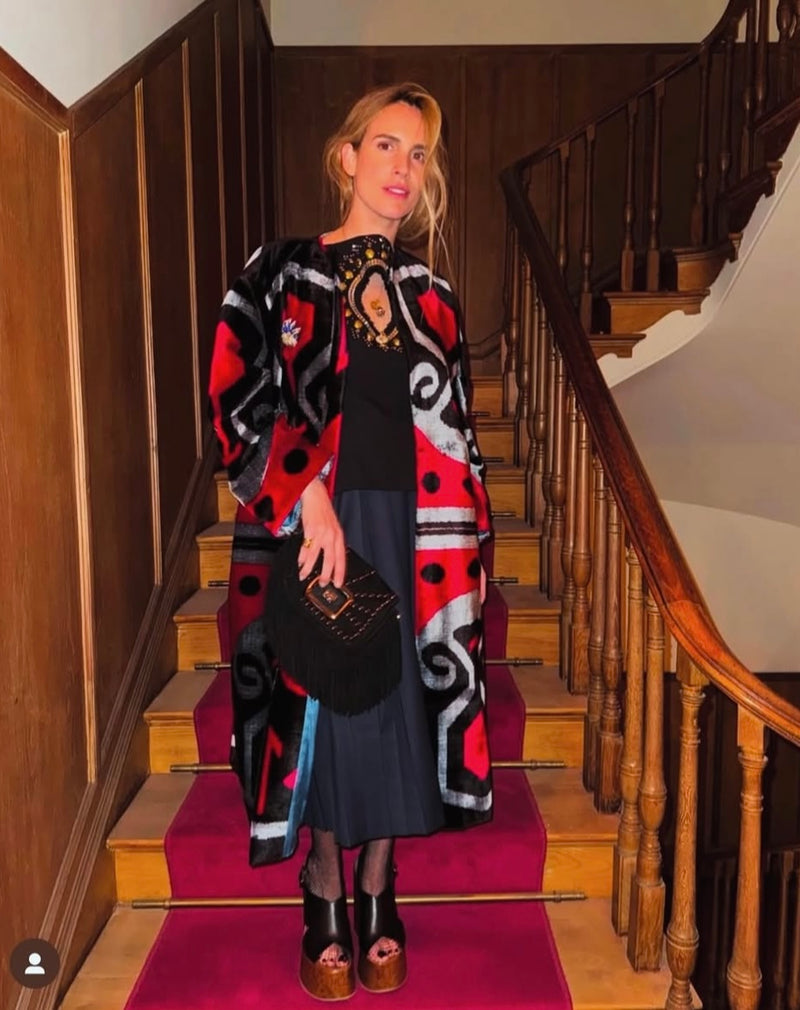Golda Ikat Velvet Silk Coat