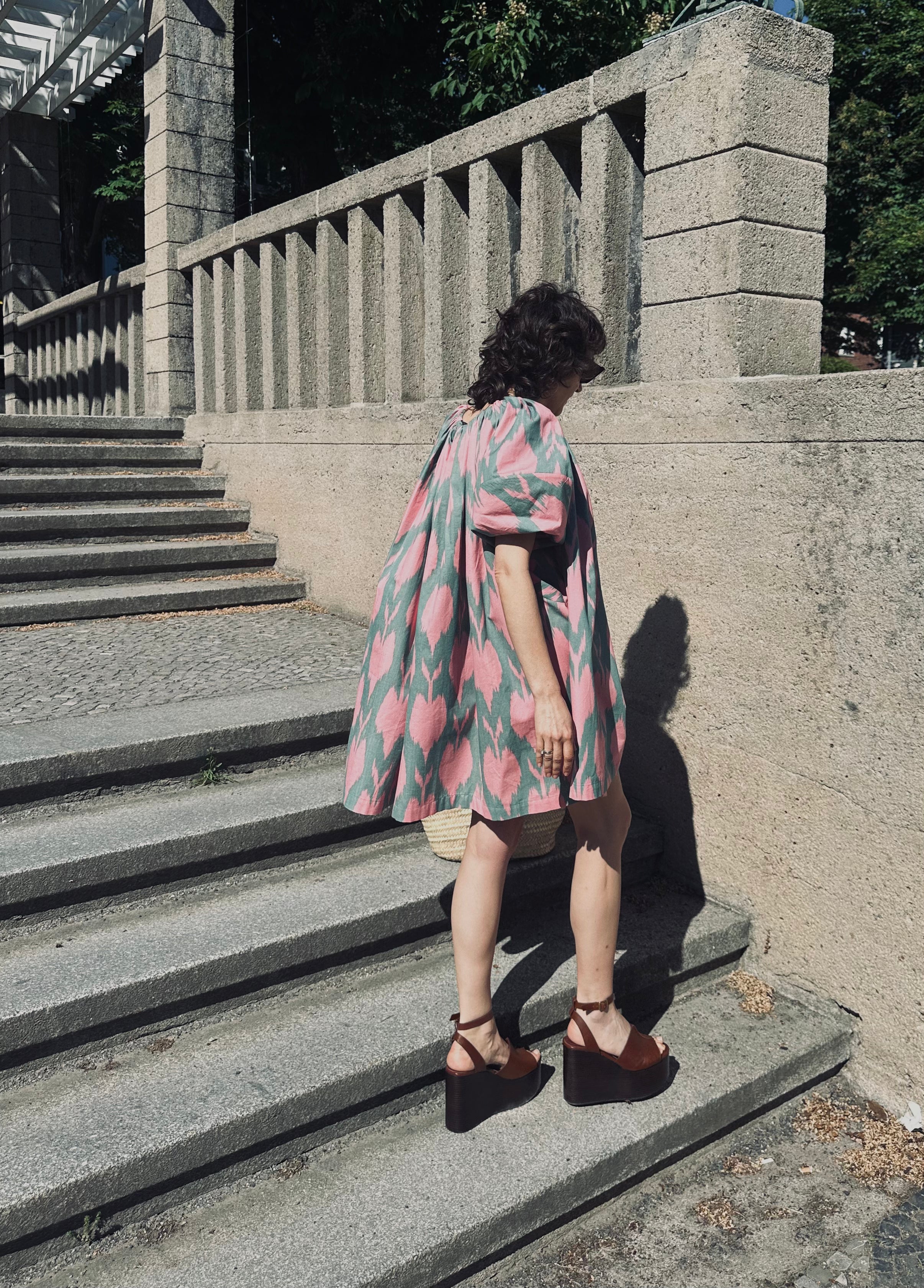 Cora Luxury Ikat Cotton Short Dress — Handwoven Berlin
