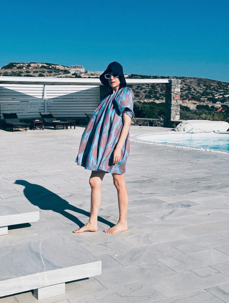 Ela Luxury Ikat Cotton Short Dress