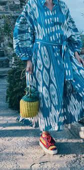 Victoria Luxury Ikat Cotton Dress