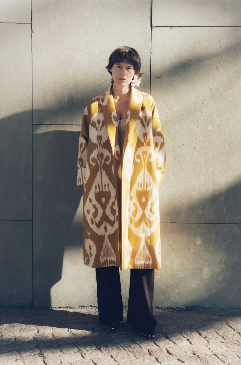 LAST ONE Marta Luxury Ikat Silk Coat