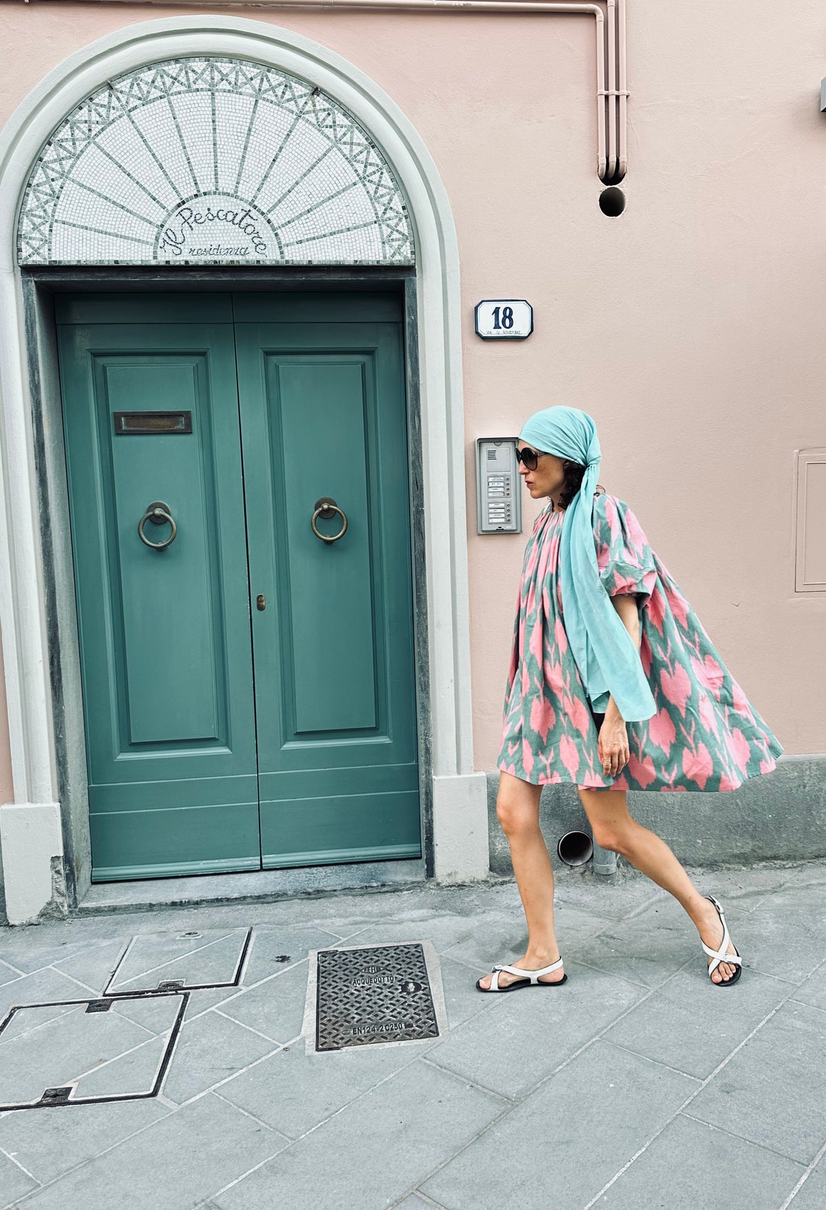 Cora Luxus-Ikat-Baumwollkleid Kurz