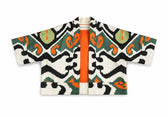 Sandra Short Coat flat lay — handwoven ikat cotton short coat by Aleksandra Viktor