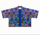 Anna Short Coat flat lay — handwoven ikat short coat by Aleksandra Viktor