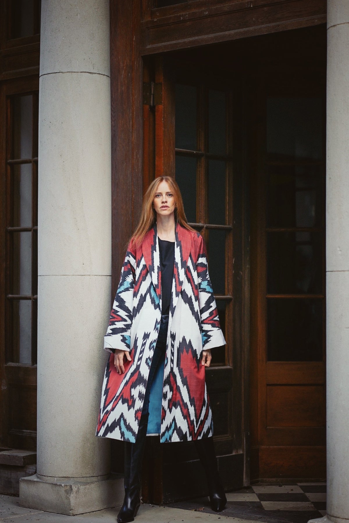 Nela Luxury Ikat Silk Coat — Handwoven Berlin