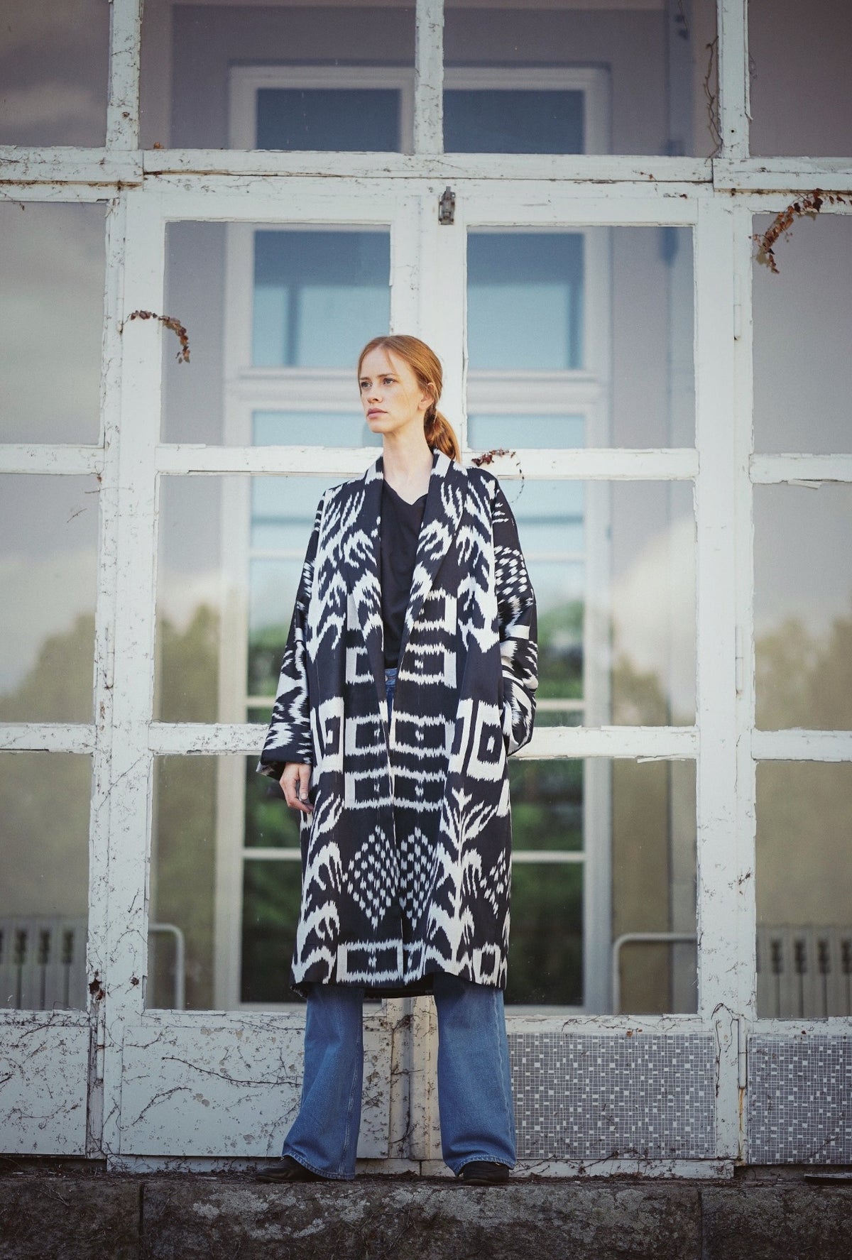 Vida Luxury Ikat Silk Coat — Handwoven Berlin