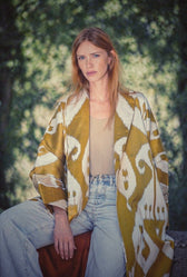 Marta Luxury Ikat Silk Coat — Handwoven Berlin