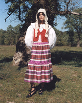 Jenna luxury ikat silk skirt by Aleksandra Viktor — handwoven in traditional Central Asian pattern